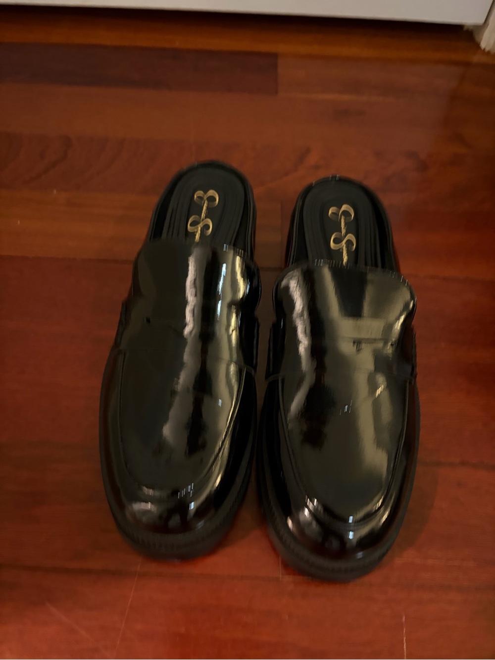 Slip-On Black Patent Leather Ladies platform Loafers
